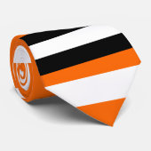 Lebhafter Orange, Weiß, Schwarz und Asche gestreif Krawatte (Gerollt)
