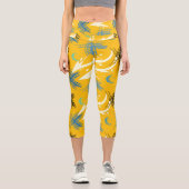 Lebhafter Orange Yellow Dragon Slash Pattern Yoga Capri Leggings (Vorderseite)