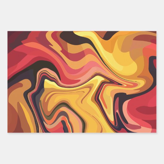 Lebhafter, orangefarbener und roter Abstrakter Flu Geschenkpapier Set (Vorderseite)