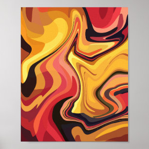 Lebhafter, orangefarbener und roter Abstrakter Flu Poster