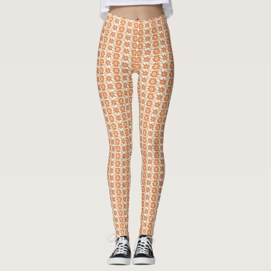 Lebhafter orangefarbener und weißgestrichener Hint Leggings (Vorderseite)