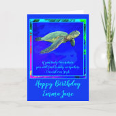 Lebhafter Ozean Blue Sea Turtle Happy Birthday Karte (Vorderseite)
