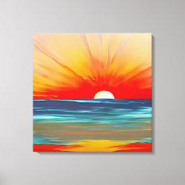 Lebhafter Ozean Sonnenuntergang in Orange und Blau Leinwanddruck