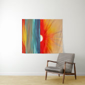 Lebhafter Ozean Sonnenuntergang in Orange und Blau Wandteppich (Beispiel (Horizontal))