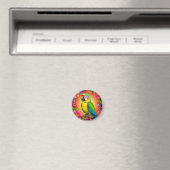Lebhafter Papagei auf einem Zweig Magnet (In Situ (Geschirrspüler))