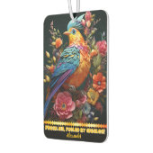 Lebhafter Papagei inmitten farbenfroher Blumenarra Autolufterfrischer (Links)