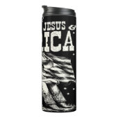 Lebhafter Patriot: Jesus, Amerika, Cowgirl Thermosbecher (Nach rechts gedreht)