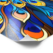 Lebhafter Pfau im Jugendstil Fotodruck (Ecke)