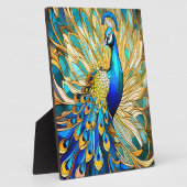 Lebhafter Pfau im Jugendstil Fotoplatte (Seite)