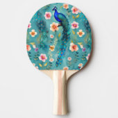 Lebhafter Pfau mit Federn und üppigen Florals Tischtennis Schläger (Vorderseite)
