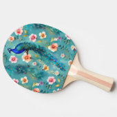 Lebhafter Pfau mit Federn und üppigen Florals Tischtennis Schläger (Seitenansicht)