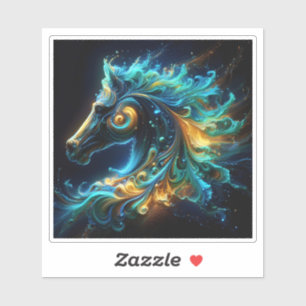 Lebhafter Pferdekopf mit Bewegungseffekten Aufkleber