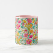 Lebhafter Phoenix mit floralem Hintergrund Tasse (Zentrum)