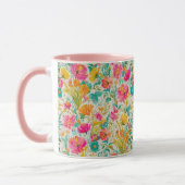 Lebhafter Phoenix mit floralem Hintergrund Tasse (Links)
