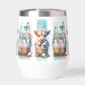 Lebhafter Pinselstrich Osterkuh Wein Tumbler (Rückseite)