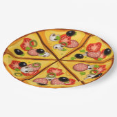 Lebhafter Pizzatortenhintergrund Pappteller (Schrägansicht)