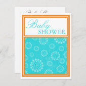 Lebhafter Pop Aqua Orange Babydusche Einladungen (Vorne/Hinten)