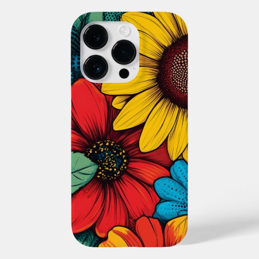 Lebhafter Pop Art Blumendesign mit Sonnenblumen Case-Mate iPhone Hülle (Rückseite)