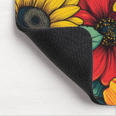 Lebhafter Pop Art Blumendesign mit Sonnenblumen Mousepad (Ecke)
