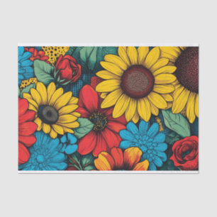 Lebhafter Pop Art Blumendesign mit Sonnenblumen Seidenpapier