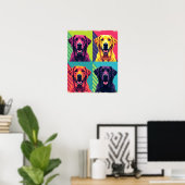 Lebhafter Pop Art Dog Portraits : Warhol Style Gri Poster (Heimbüro)