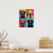 Lebhafter Pop Art Dog Portraits : Warhol Style Gri Poster (Küche)