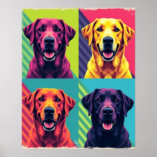 Lebhafter Pop Art Dog Portraits : Warhol Style Gri Poster (Vorne)