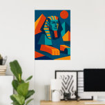 Lebhafter Pop Art Sphinx Poster<br><div class="desc">Das Sphinx-Poster aus dem alten Ägypten verbindet das alte Erbe mit dem modernen geometrischen Stil und sorgt so für eine Stärkung des Pops. Die lebhaften Farben und die abstrakten Formen machen es zu einer beeindruckenden Wanddekoration für Wohnzimmer, Studios oder kreative Räume. Ideal für Geschichts- und Kunstliebhaber. Entdecken Sie die ägyptische...</div>