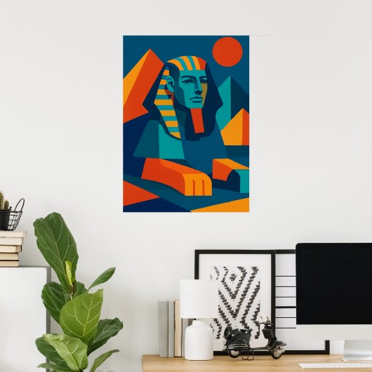 Lebhafter Pop Art Sphinx Poster (Heimbüro)