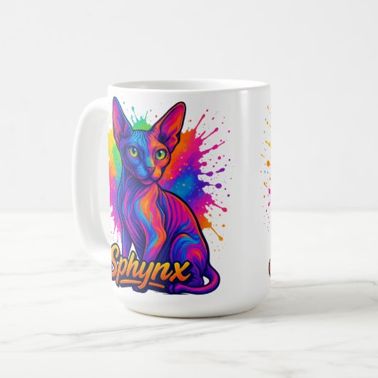 Lebhafter Pop Art Sphynx Cat - Farbenfroh Modern Kaffeetasse (Vorderseite Links)