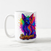 Lebhafter Pop Art Sphynx Cat - Farbenfroh Modern Kaffeetasse (Links)