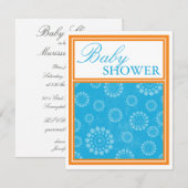Lebhafter Pop Blue Orange Babydusche Einladungen (Vorne/Hinten)