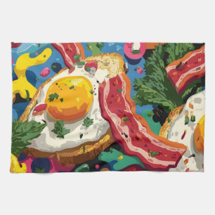 Lebhafter Pop Kunst Abstraktes Muster von Eiern un Geschirrtuch