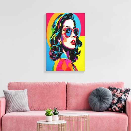 Lebhafter Pop Kunst Die Retro-Kulisse Leinwand (Insitu (Wohnzimmer))