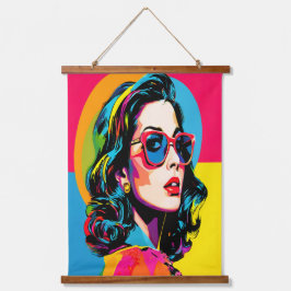 Lebhafter Pop Kunst Die Retro-Kulisse Wandteppich Mit Holzrahmen