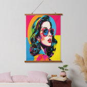 Lebhafter Pop Kunst Die Retro-Kulisse Wandteppich Mit Holzrahmen (Schlafzimmer)