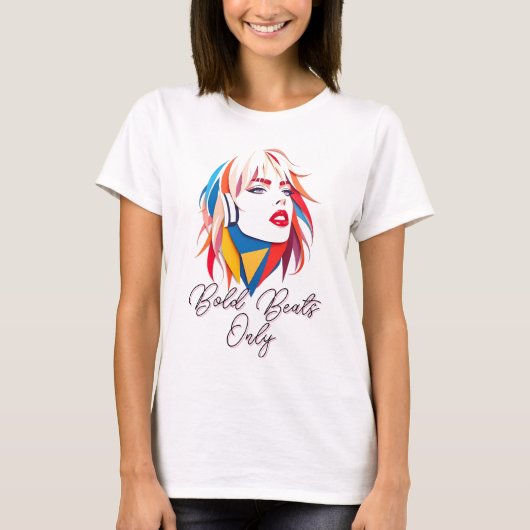 Lebhafter Pop Kunst Frau T-Shirt (Vorderseite)