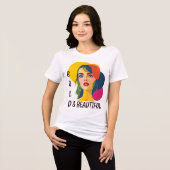 Lebhafter Pop Kunst Frau Tri-Blend Shirt (Vorderseite voll)