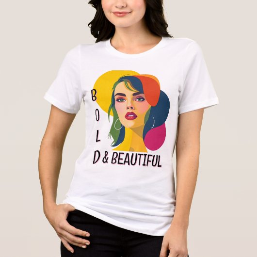 Lebhafter Pop Kunst Frau Tri-Blend Shirt (Vorderseite)