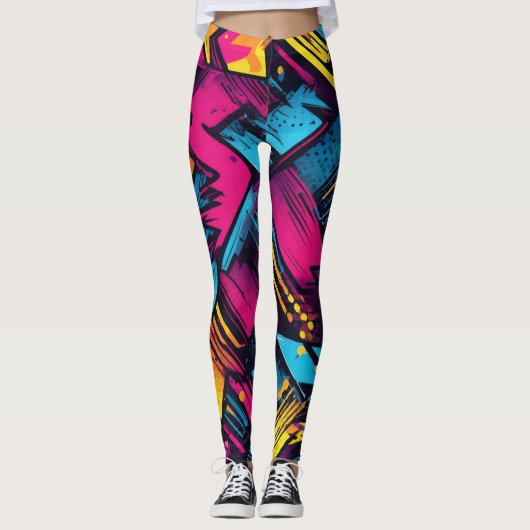 Lebhafter Pop Kunst Leggings mit feinen Leggings (Vorderseite)