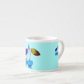 Lebhafter Pop Lght Blue Cherries Art Espressotasse (Vorderseite Rechts)