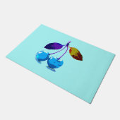 Lebhafter Pop Lght Blue Cherries Art Fußmatte (Schrägansicht)
