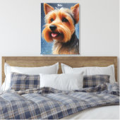 Lebhafter Pop Pointillism Yorkshire Terrier Art Leinwanddruck (Insitu (Schlafzimmer))
