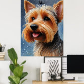 Lebhafter Pop Pointillism Yorkshire Terrier Art Poster (Heimbüro)