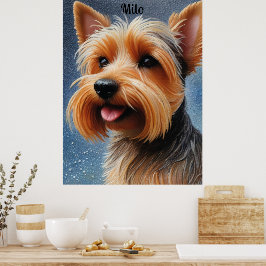 Lebhafter Pop Pointillism Yorkshire Terrier Art Poster