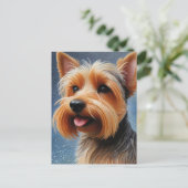 Lebhafter Pop Pointillism Yorkshire Terrier Art Postkarte (Stehend Vorderseite)