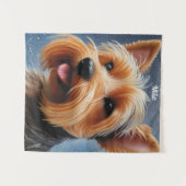 Lebhafter Pop Pointillism Yorkshire Terrier Art Wandteppich (Vorderseite (Horizontal))
