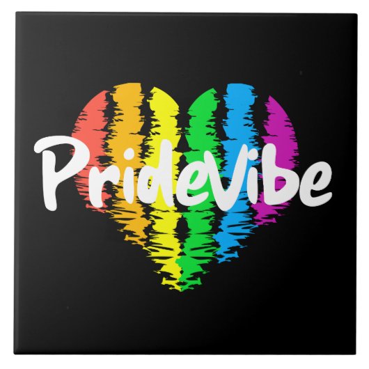 Lebhafter PrideVibe: Ihr Regenbogenherz zeigen Fliese (Vorderseite)