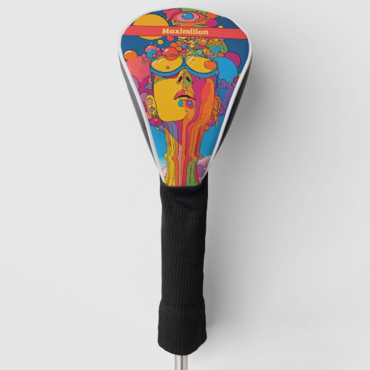 Lebhafter psychedelischer Pop Art Groovy Retro Des Golf Headcover (Vorderseite)