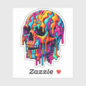Lebhafter psychedelischer Schädel Aufkleber (Blatt)